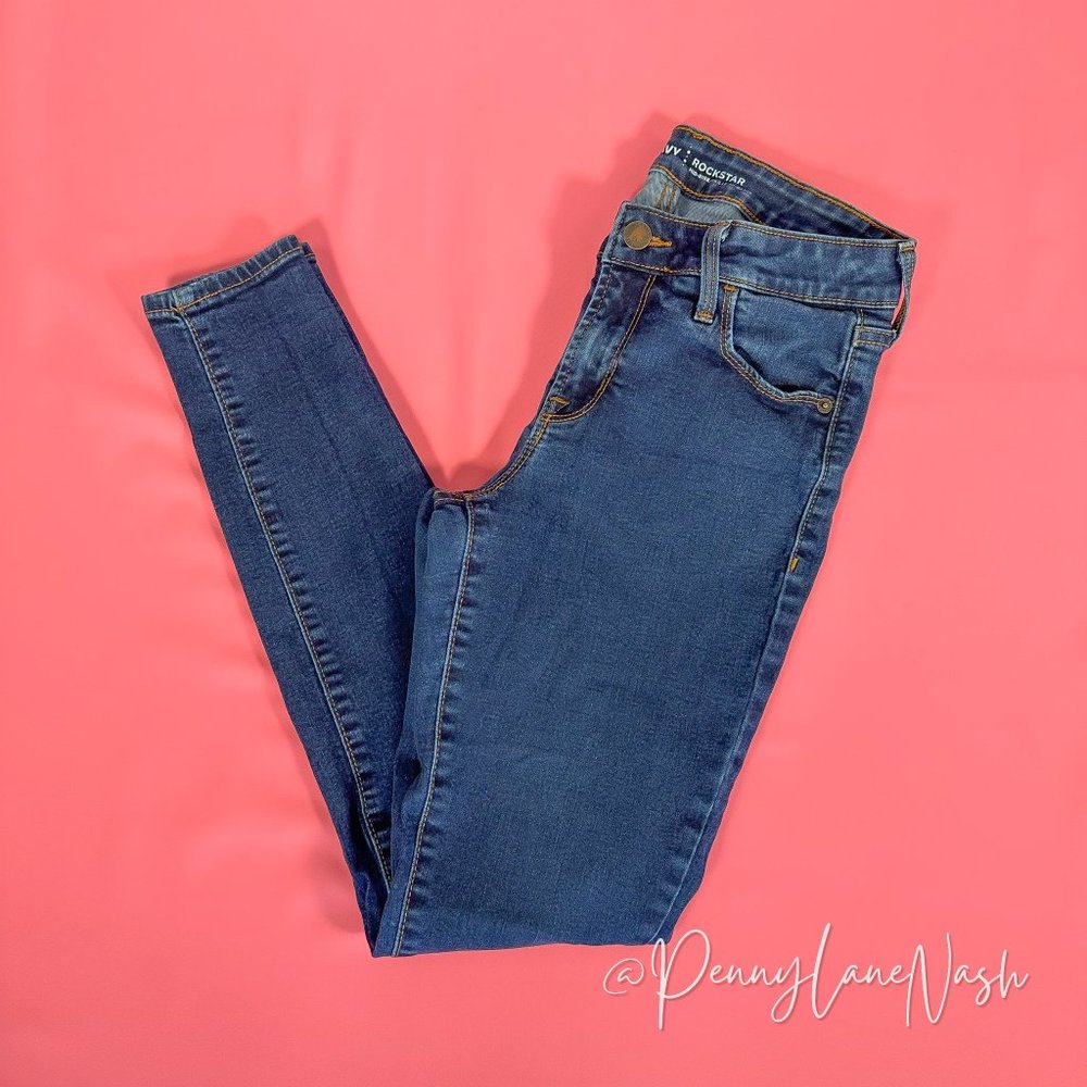 Old Navy Rockstar MId Rise Super Skinny Jeans Blue - Picture 10 of 10